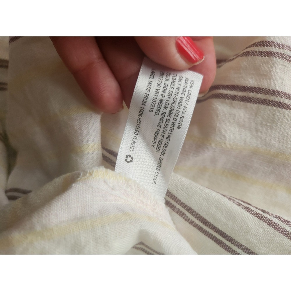 A New Day white linen-blend maxi dress with black & yellow vertical stripes. Med - Picture 6 of 7